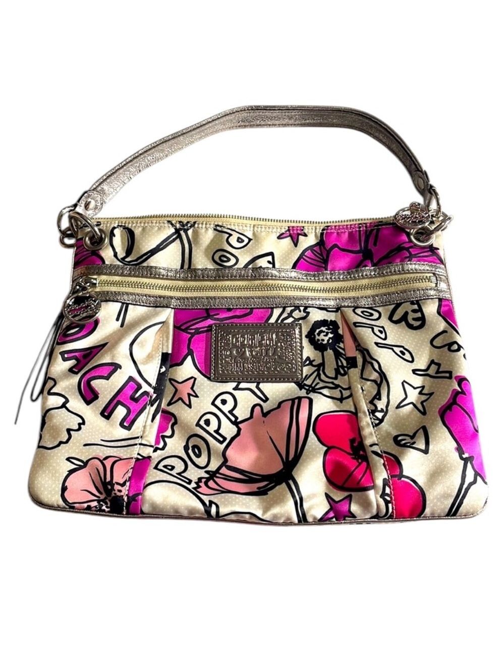 Coach Poppy Floral Pop Art Print Satchel Bag - Picture 2 of 10